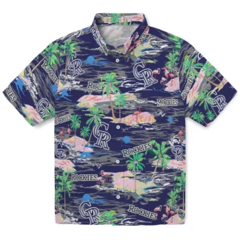 colorado rockies flamingo retreat blue hawaiian shirts best selling
