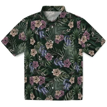 colorado rockies hibiscus leaves pattern green hawaiian shirts best selling