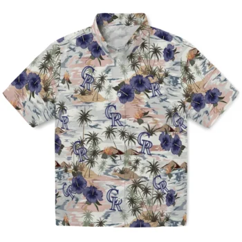 colorado rockies hibiscus seaside white hawaiian shirts best selling