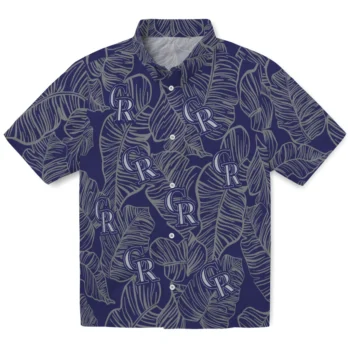 colorado rockies leaf outline blue hawaiian shirts best selling