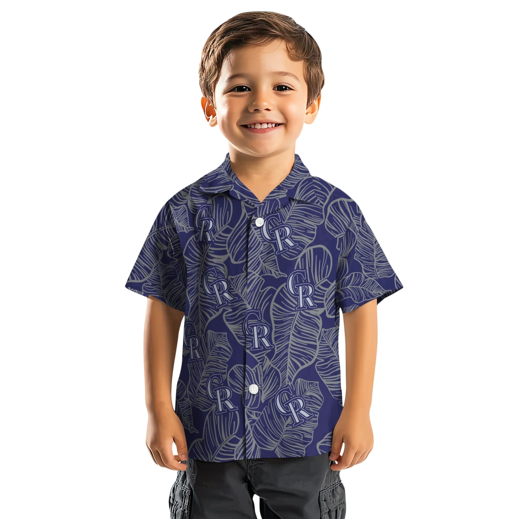 Colorado Rockies Hawaiian Shirt - Leaf Outline colorado rockies leaf outline blue hawaiian shirts top rated