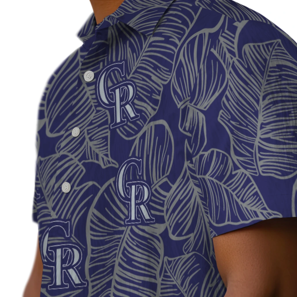 Colorado Rockies Hawaiian Shirt - Leaf Outline colorado rockies leaf outline blue hawaiian shirts trendy