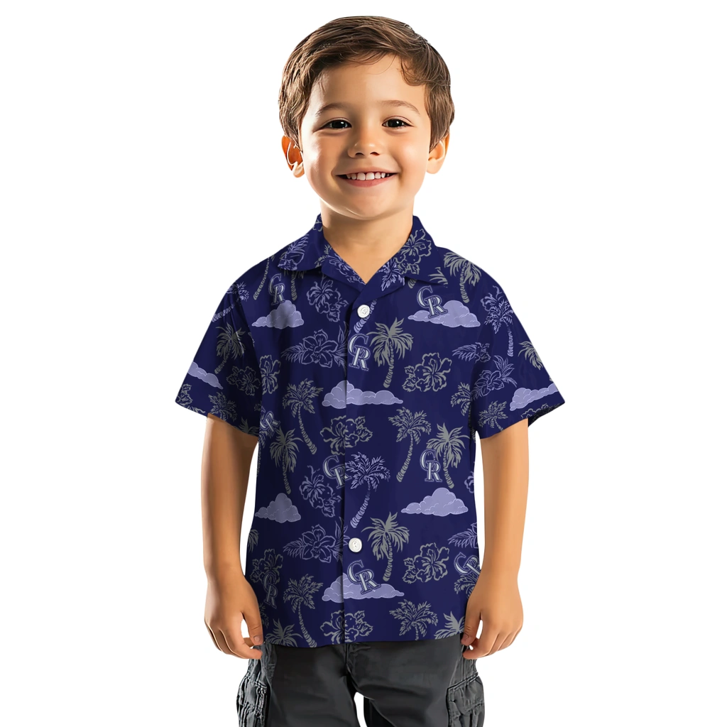 Colorado Rockies Hawaiian Shirt - Palm And Clouds colorado rockies palm and clouds blue hawaiian shirts top rated