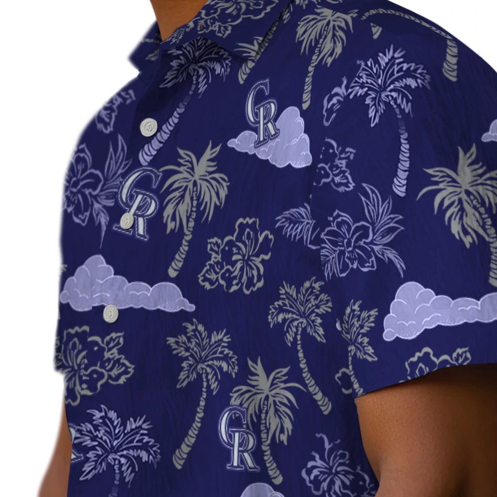Colorado Rockies Hawaiian Shirt - Palm And Clouds colorado rockies palm and clouds blue hawaiian shirts trendy