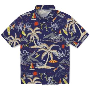 colorado rockies palm tree island blue hawaiian shirts best selling