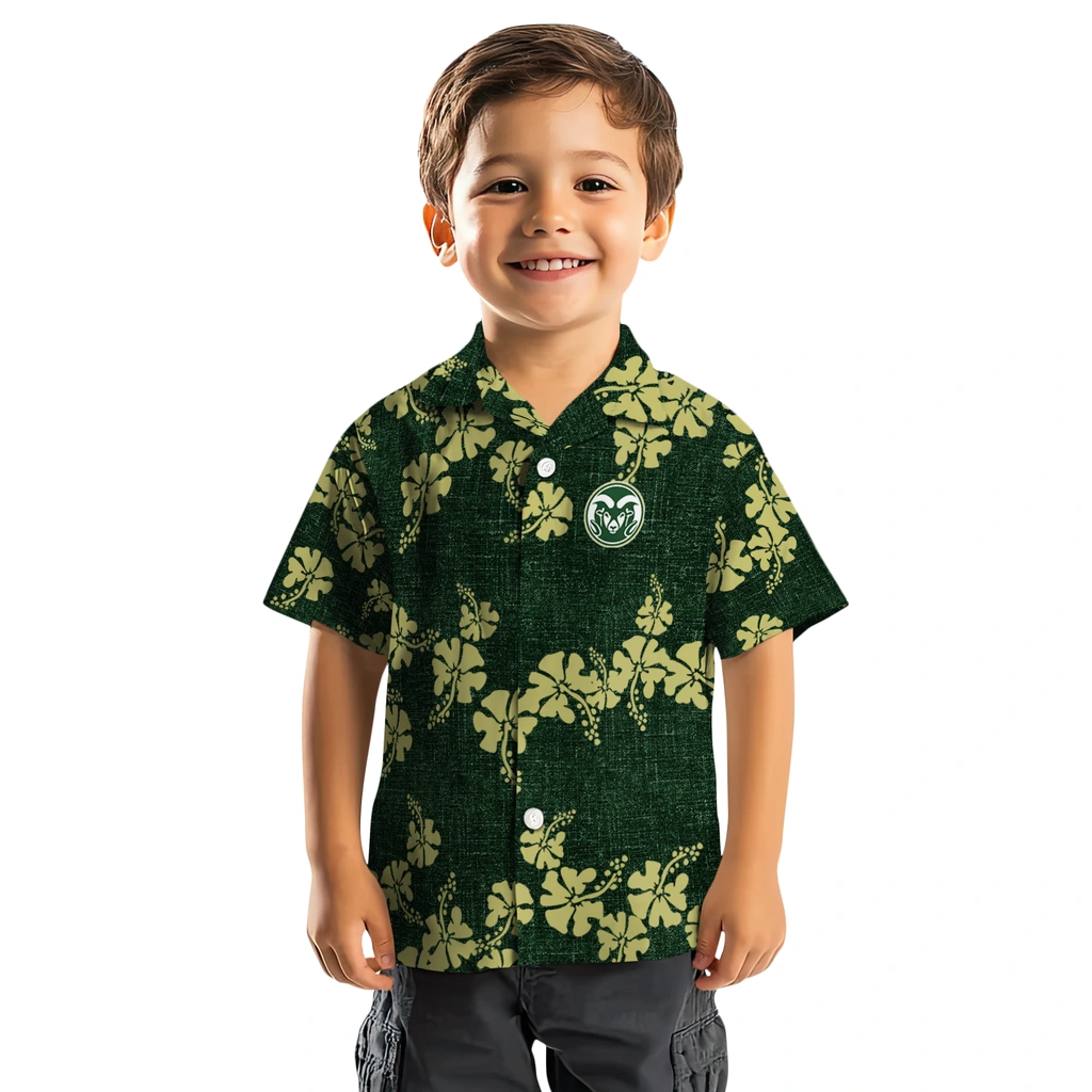 Colorado State Rams Hawaiian Shirt - 50th State Flower colorado state rams hibiscus petals green hawaiian shirts top rated