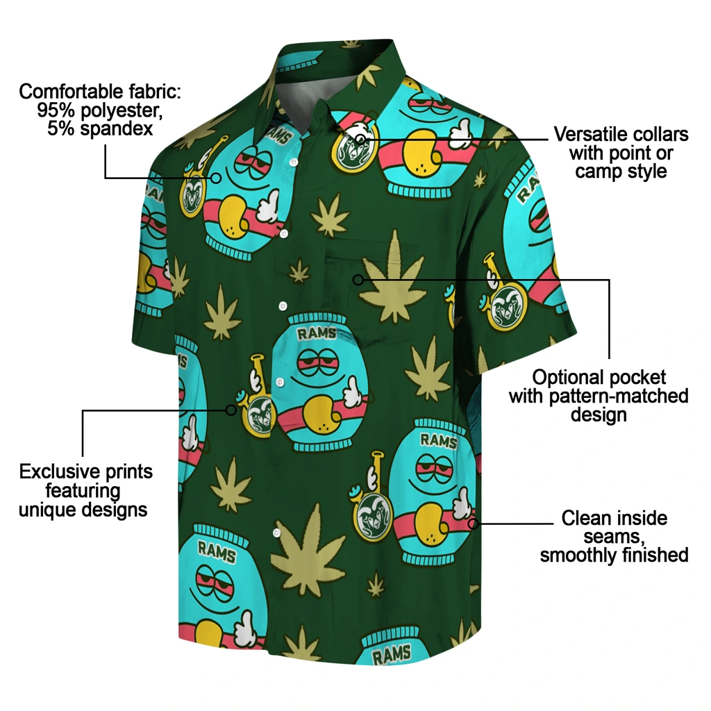 Colorado State Rams Hawaiian Shirt - Chill Vibe colorado state rams bong smile green hawaiian shirts new arrival