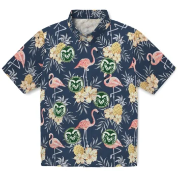 colorado state rams flamingo hibiscus navy hawaiian shirts best selling