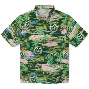 colorado state rams flamingo retreat green hawaiian shirts best selling