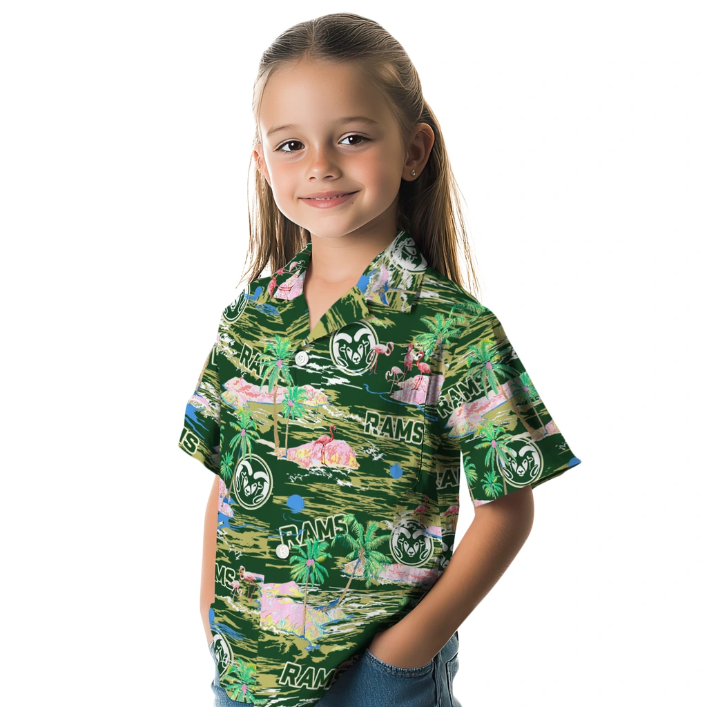 Colorado State Rams Hawaiian Shirt - Hawaii Island colorado state rams flamingo retreat green hawaiian shirts premium grade