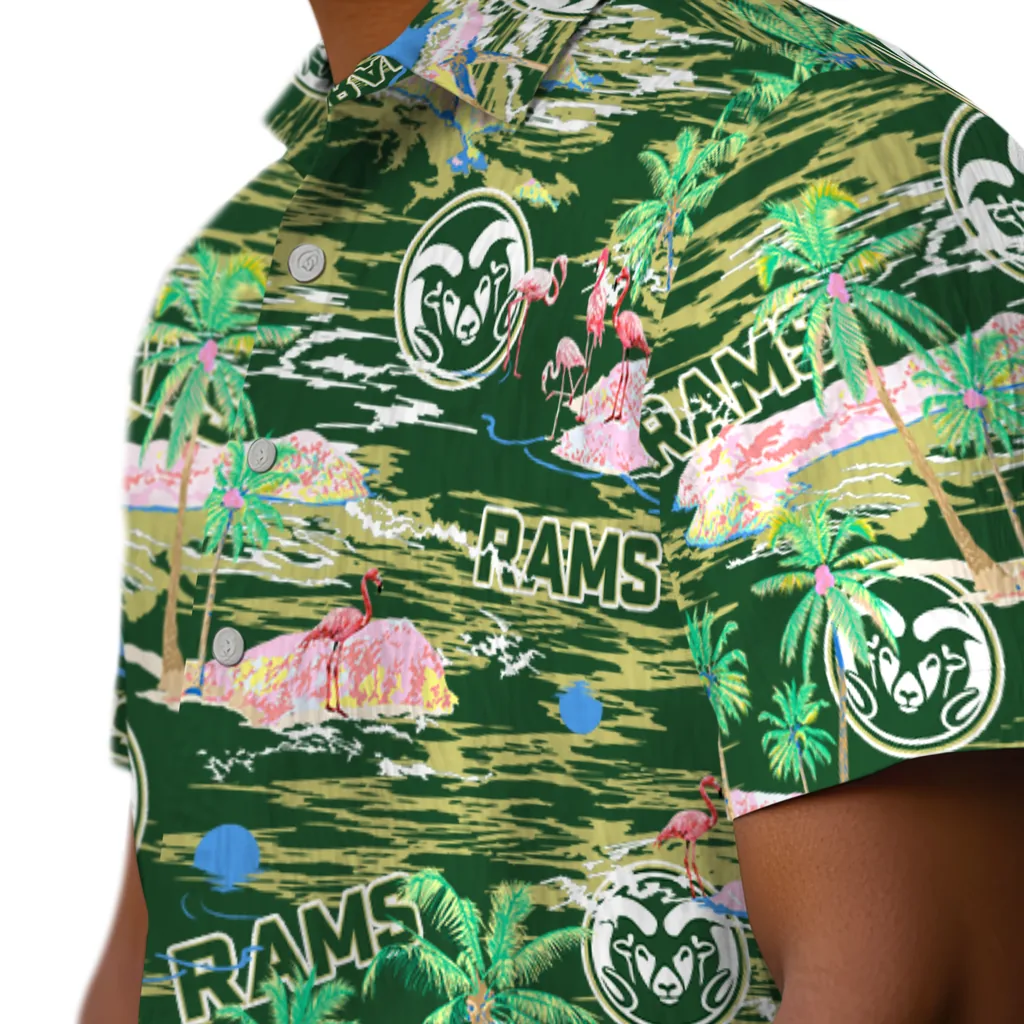 Colorado State Rams Hawaiian Shirt - Hawaii Island colorado state rams flamingo retreat green hawaiian shirts trendy