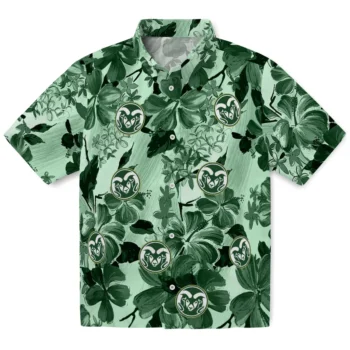 colorado state rams hibiscus arrangement green hawaiian shirts best selling