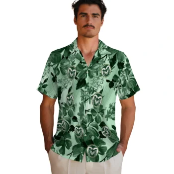 colorado state rams hibiscus arrangement green hawaiian shirts fashion forward