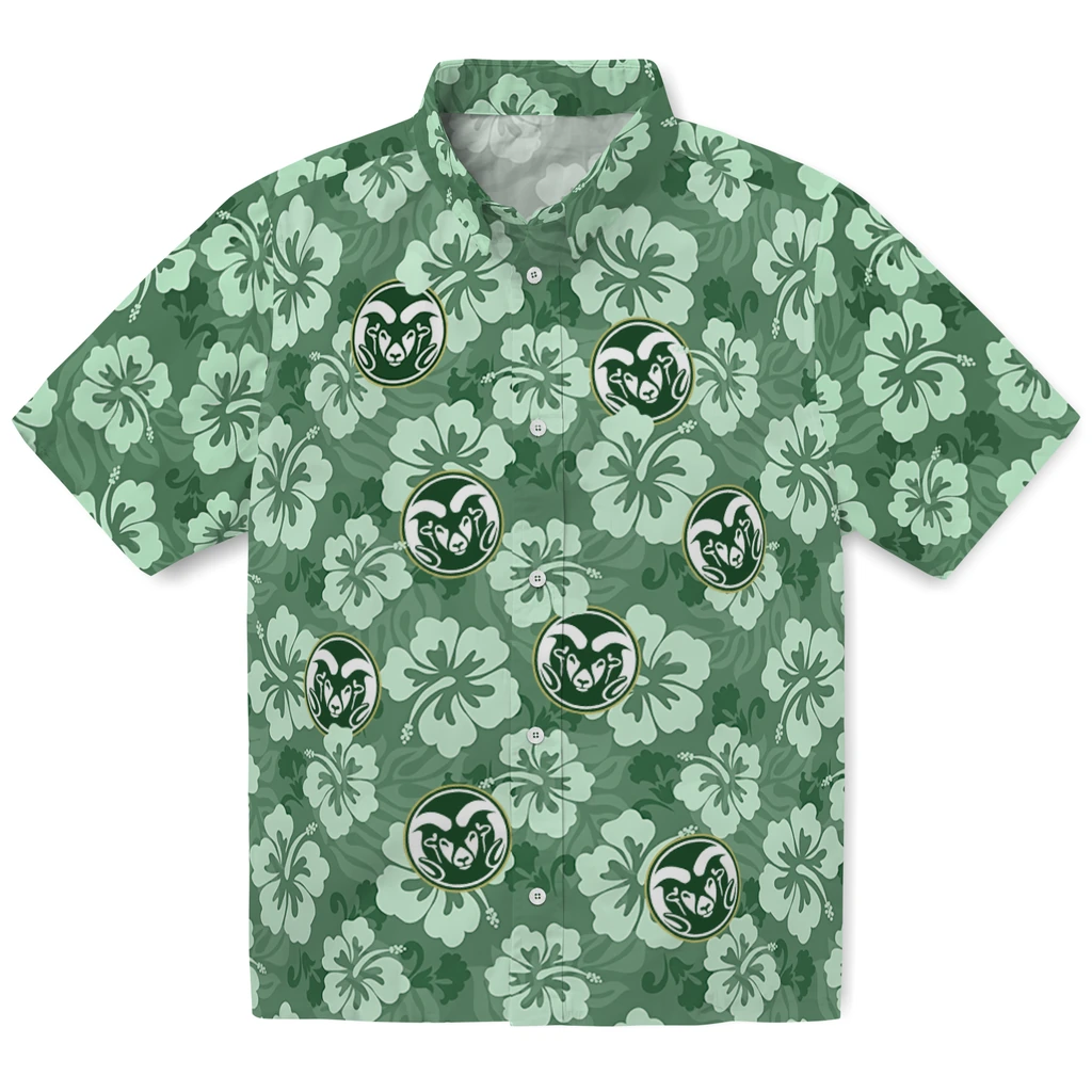 Colorado State Rams Hawaiian Shirt - Hibiscus Cluster colorado state rams hibiscus cluster green hawaiian shirts best selling