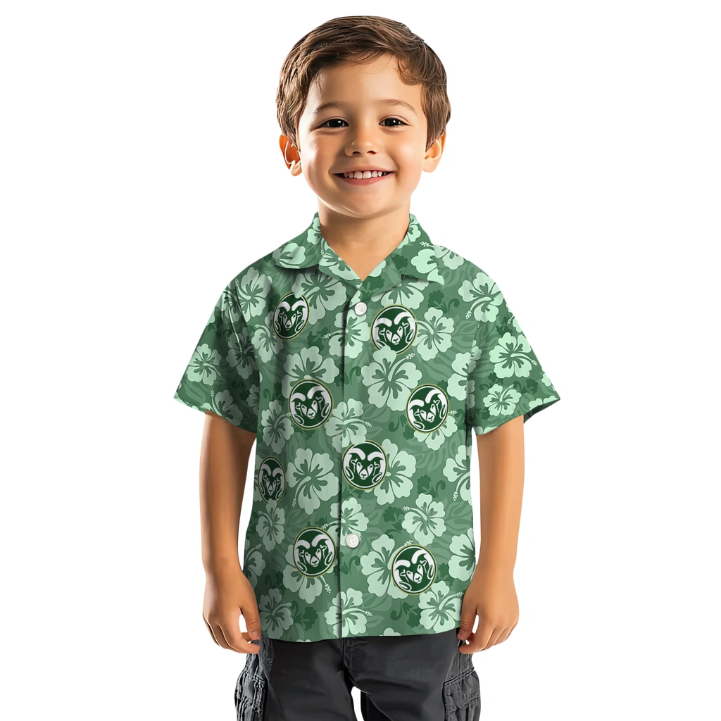 Colorado State Rams Hawaiian Shirt - Hibiscus Cluster colorado state rams hibiscus cluster green hawaiian shirts top rated