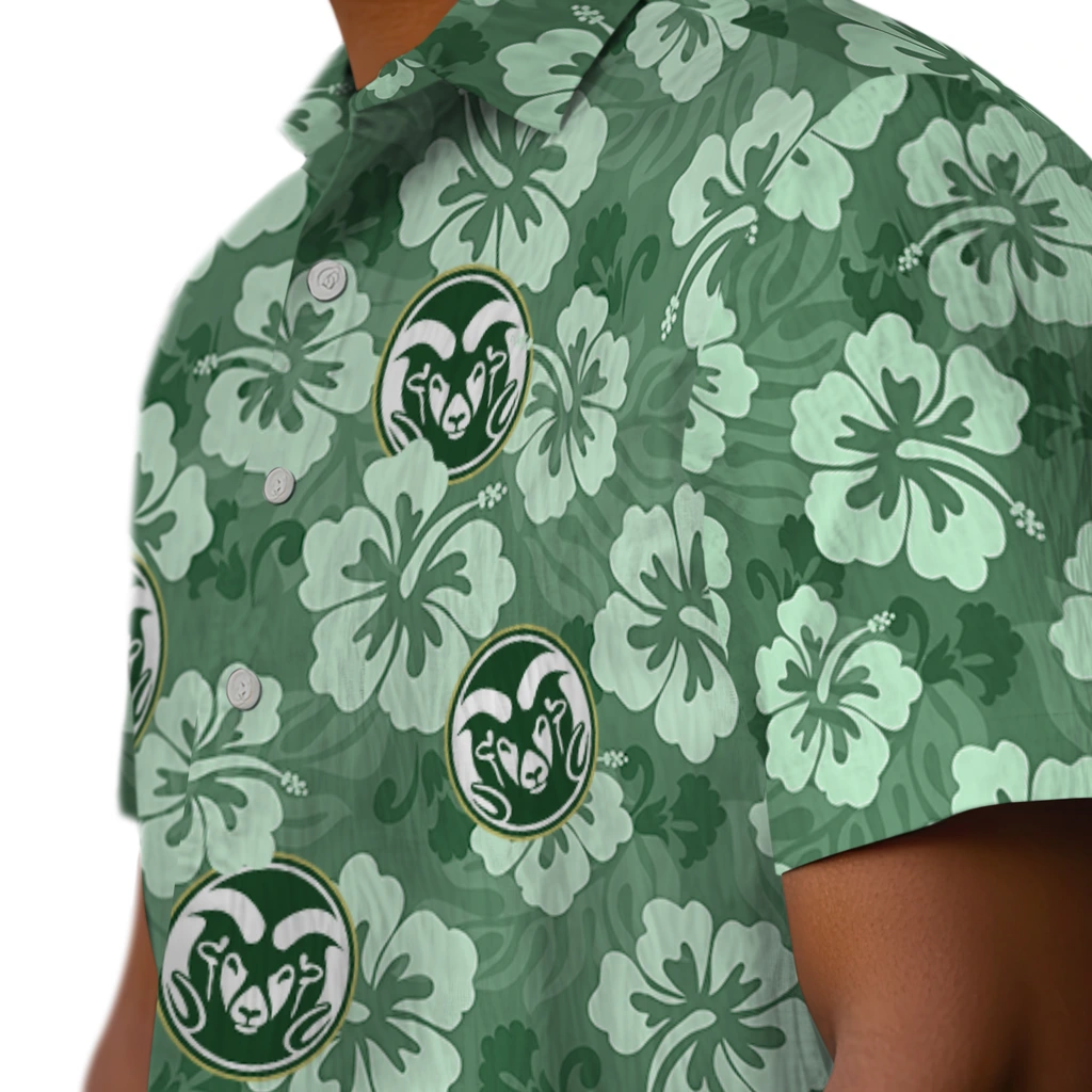 Colorado State Rams Hawaiian Shirt - Hibiscus Cluster colorado state rams hibiscus cluster green hawaiian shirts trendy