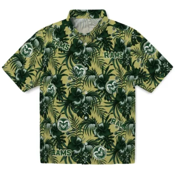 colorado state rams hibiscus exotic green hawaiian shirts best selling