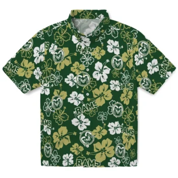 colorado state rams hibiscus bloom green hawaiian shirts best selling