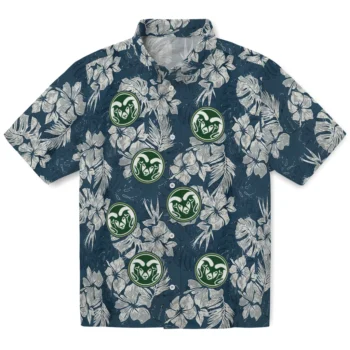 colorado state rams hibiscus flowers navy blue hawaiian shirts best selling