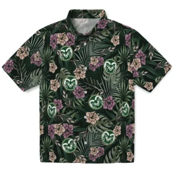 colorado state rams hibiscus leaves pattern green hawaiian shirts best selling