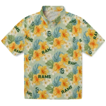 colorado state rams hibiscus mood pale lime yellow hawaiian shirts best selling
