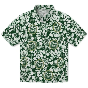 colorado state rams hibiscus motif green white hawaiian shirts best selling