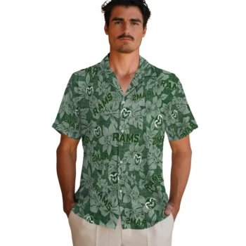colorado state rams hibiscus oasis green hawaiian shirts fashion forward