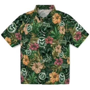 colorado state rams tiki jungle green hawaiian shirts best selling