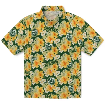 colorado state rams hibiscus tropics green yellow hawaiian shirts best selling