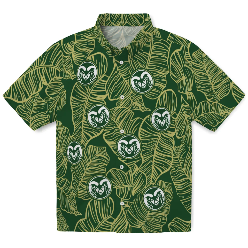 Colorado State Rams Hawaiian Shirt - Leaf Outline colorado state rams leaf outline green hawaiian shirts best selling