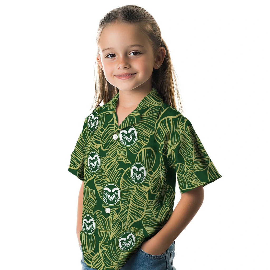 Colorado State Rams Hawaiian Shirt - Leaf Outline colorado state rams leaf outline green hawaiian shirts premium grade