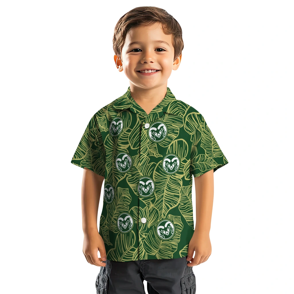 Colorado State Rams Hawaiian Shirt - Leaf Outline colorado state rams leaf outline green hawaiian shirts top rated