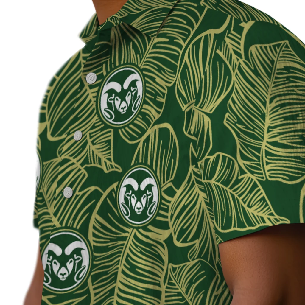 Colorado State Rams Hawaiian Shirt - Leaf Outline colorado state rams leaf outline green hawaiian shirts trendy