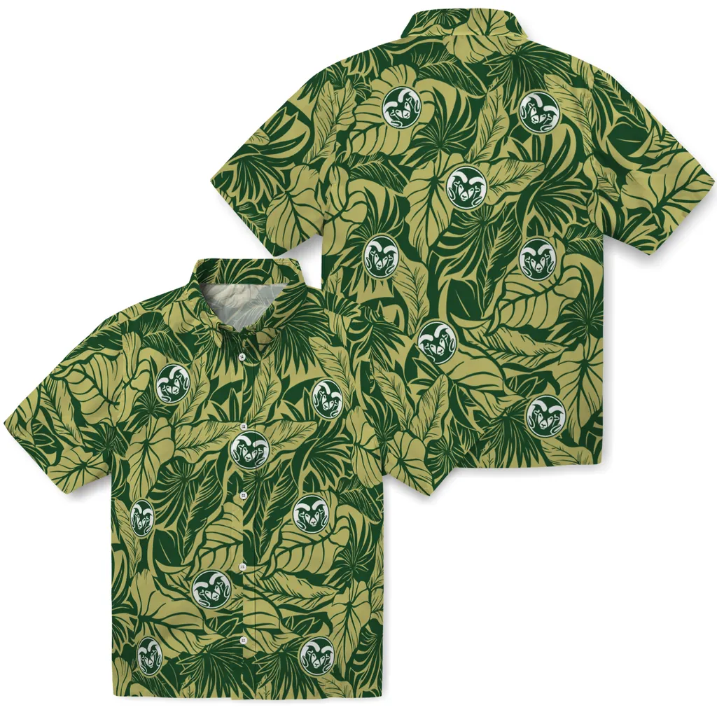 Colorado State Rams Hawaiian Shirt - Monstera Layer colorado state rams monstera layer green hawaiian shirts high quality