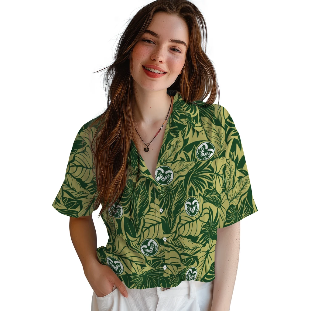 Colorado State Rams Hawaiian Shirt - Monstera Layer colorado state rams monstera layer green hawaiian shirts latest model