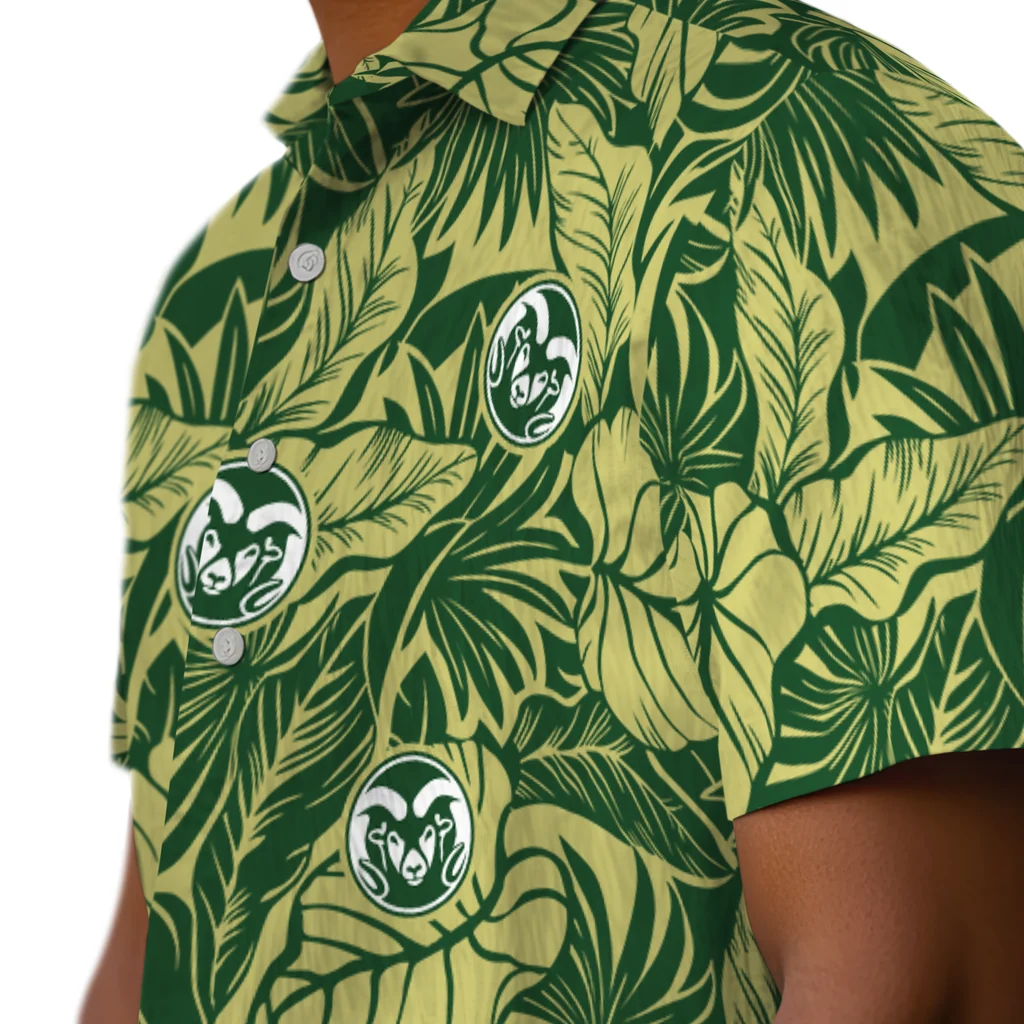 Colorado State Rams Hawaiian Shirt - Monstera Layer colorado state rams monstera layer green hawaiian shirts trendy