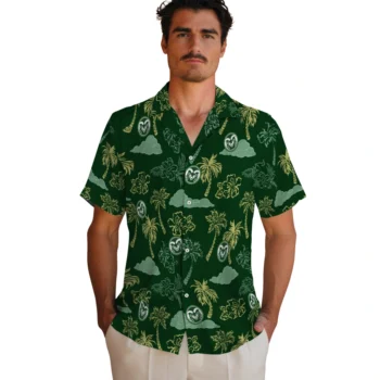 colorado state rams palm and clouds green hawaiian shirts fashion forward
