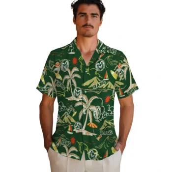 colorado state rams palm tree island green hawaiian shirts fashion forward
