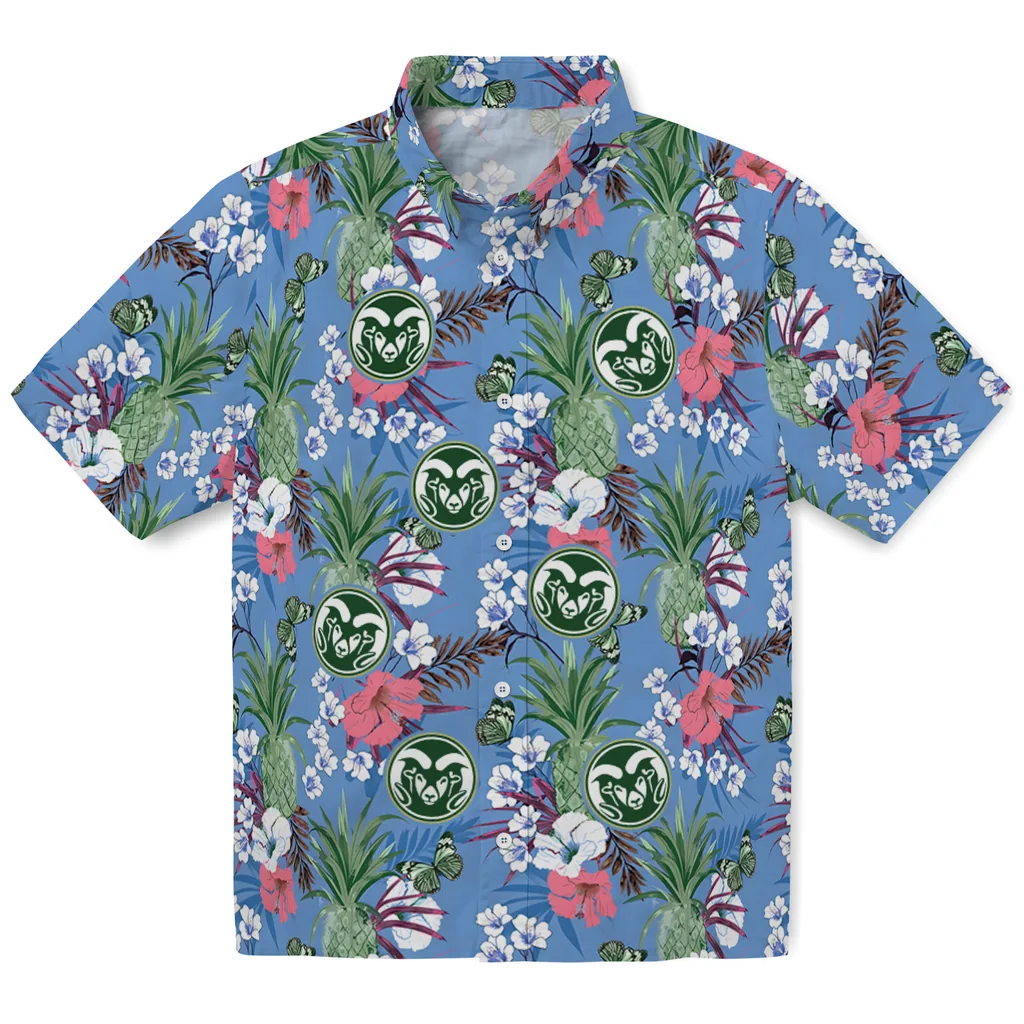 Colorado State Rams Hawaiian Shirt - Pineapple Bouquet colorado state rams pineapple bouquet best sky blue hawaiian shirts best selling