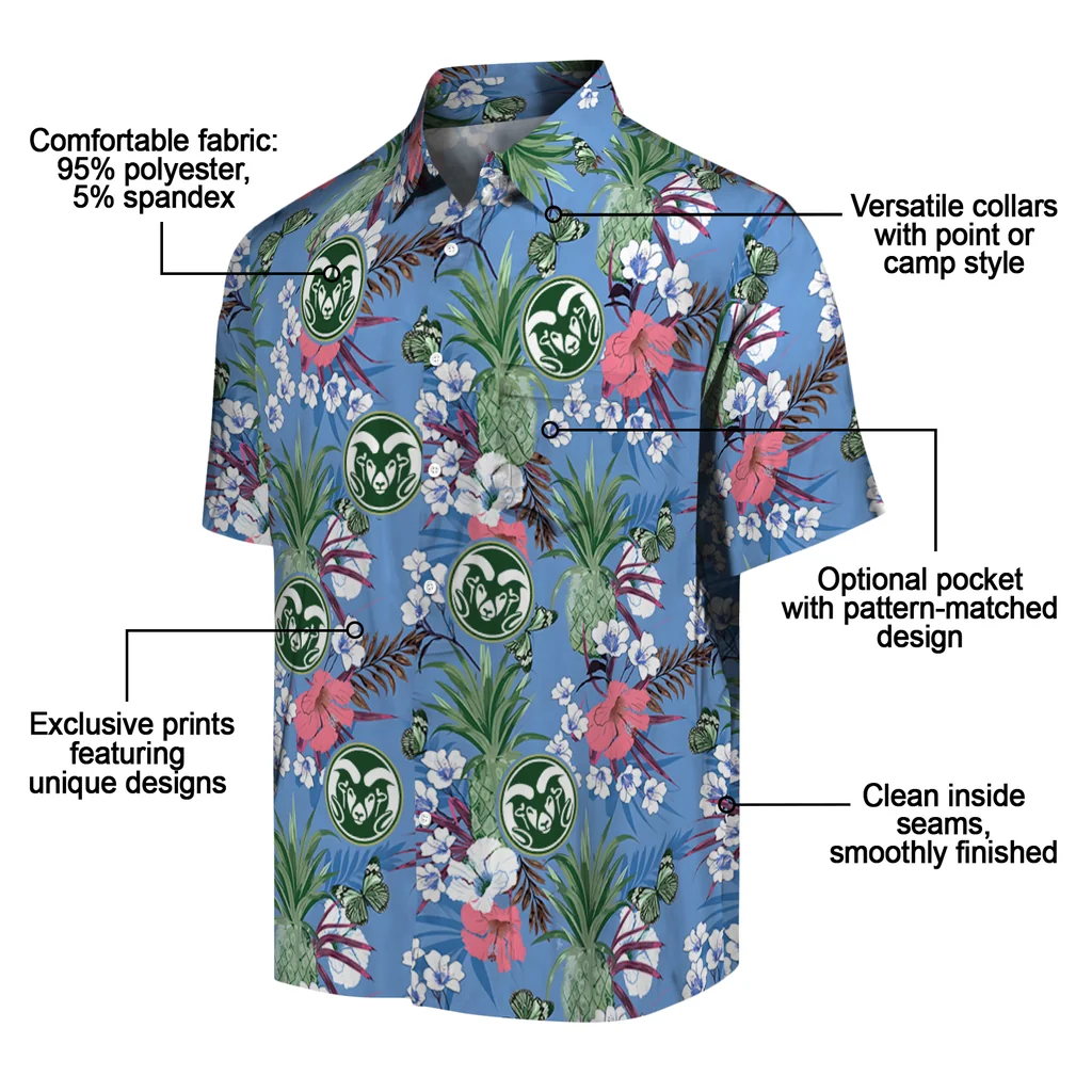 Colorado State Rams Hawaiian Shirt - Pineapple Bouquet colorado state rams pineapple bouquet best sky blue hawaiian shirts new arrival