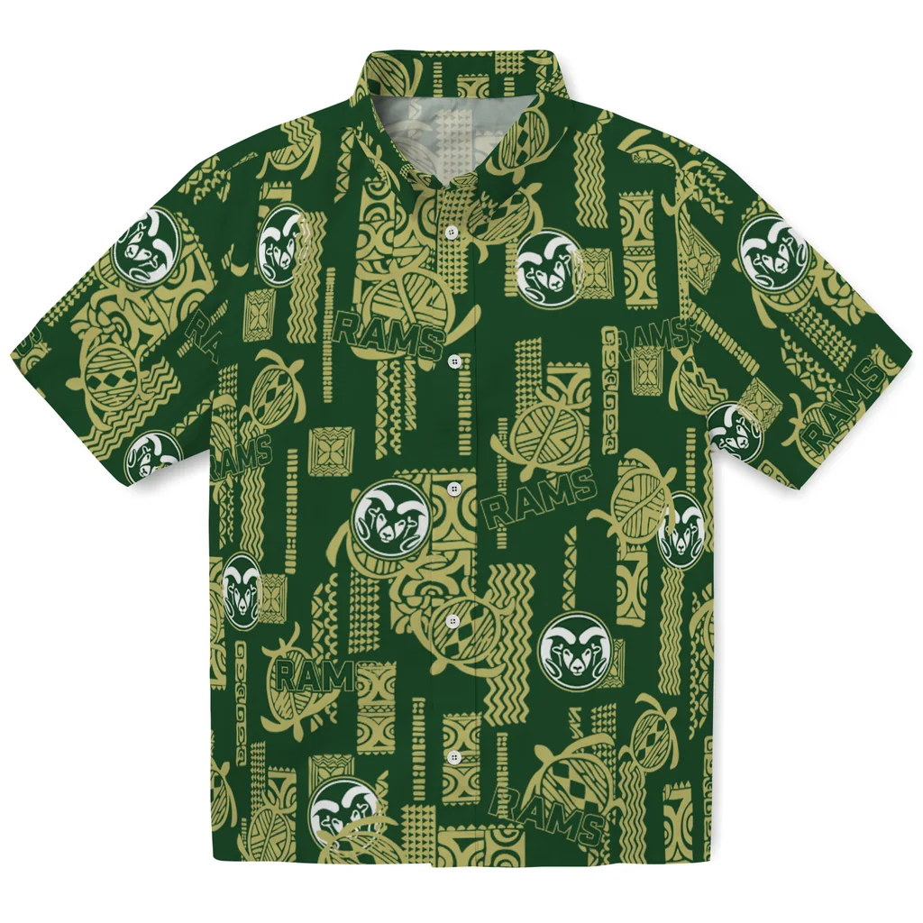 Colorado State Rams Hawaiian Shirt - Turtle Lines colorado state rams turtle lines green hawaiian shirts best selling