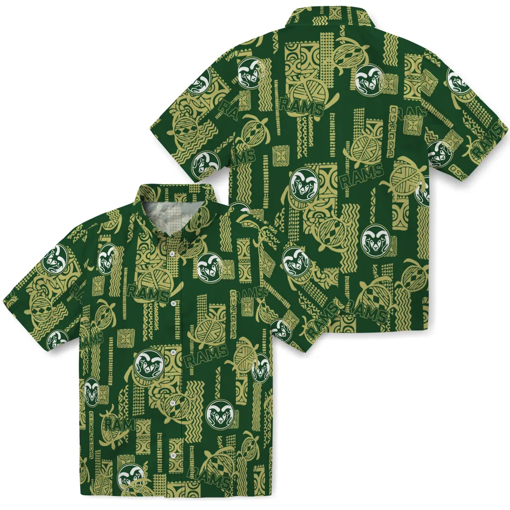 Colorado State Rams Hawaiian Shirt - Turtle Lines colorado state rams turtle lines green hawaiian shirts high quality