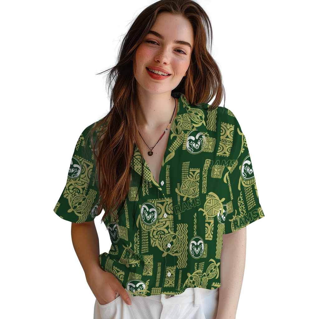 Colorado State Rams Hawaiian Shirt - Turtle Lines colorado state rams turtle lines green hawaiian shirts latest model