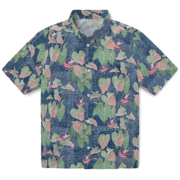 columbus blue jackets anthurium overlay navy blue hawaiian shirts best selling