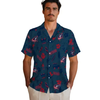 columbus blue jackets beach vibe navy hawaiian shirts fashion forward