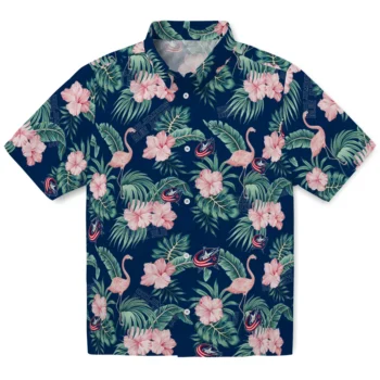 columbus blue jackets flamingo palms navy blue hawaiian shirts best selling