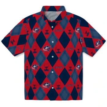 columbus blue jackets balloon plaid navy blue hawaiian shirts best selling
