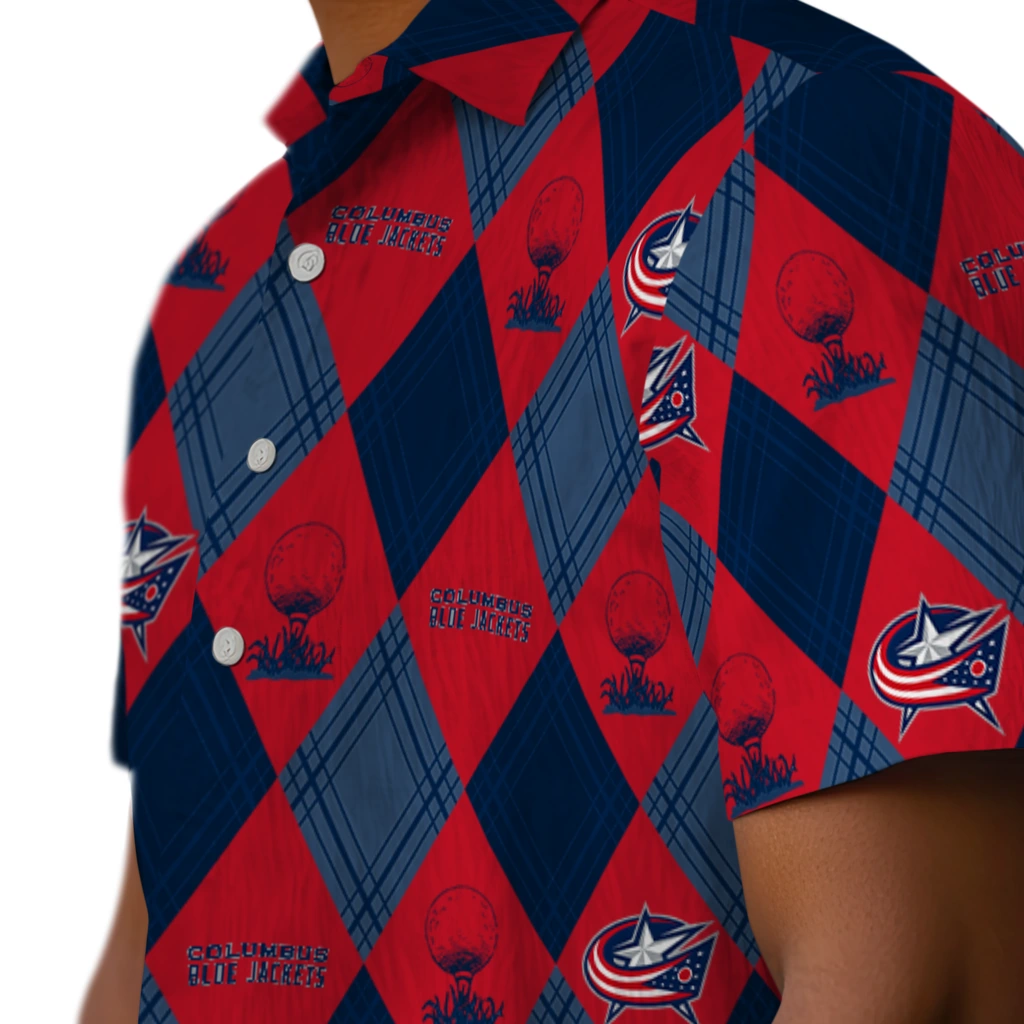 Columbus Blue Jackets Hawaiian Shirt - Golfing Plaid columbus blue jackets balloon plaid navy blue hawaiian shirts trendy