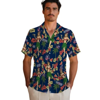 columbus blue jackets hawaiian girls design navy blue hawaiian shirts fashion forward