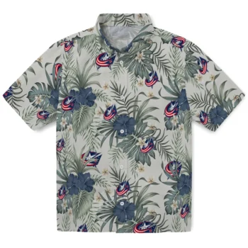 columbus blue jackets hibiscus designs beige hawaiian shirts best selling